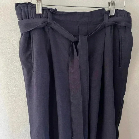 Cali 1850 Linen Blend Navy Blue Paperboy Waist Cropped Pants Size Medium - Picture 2 of 6